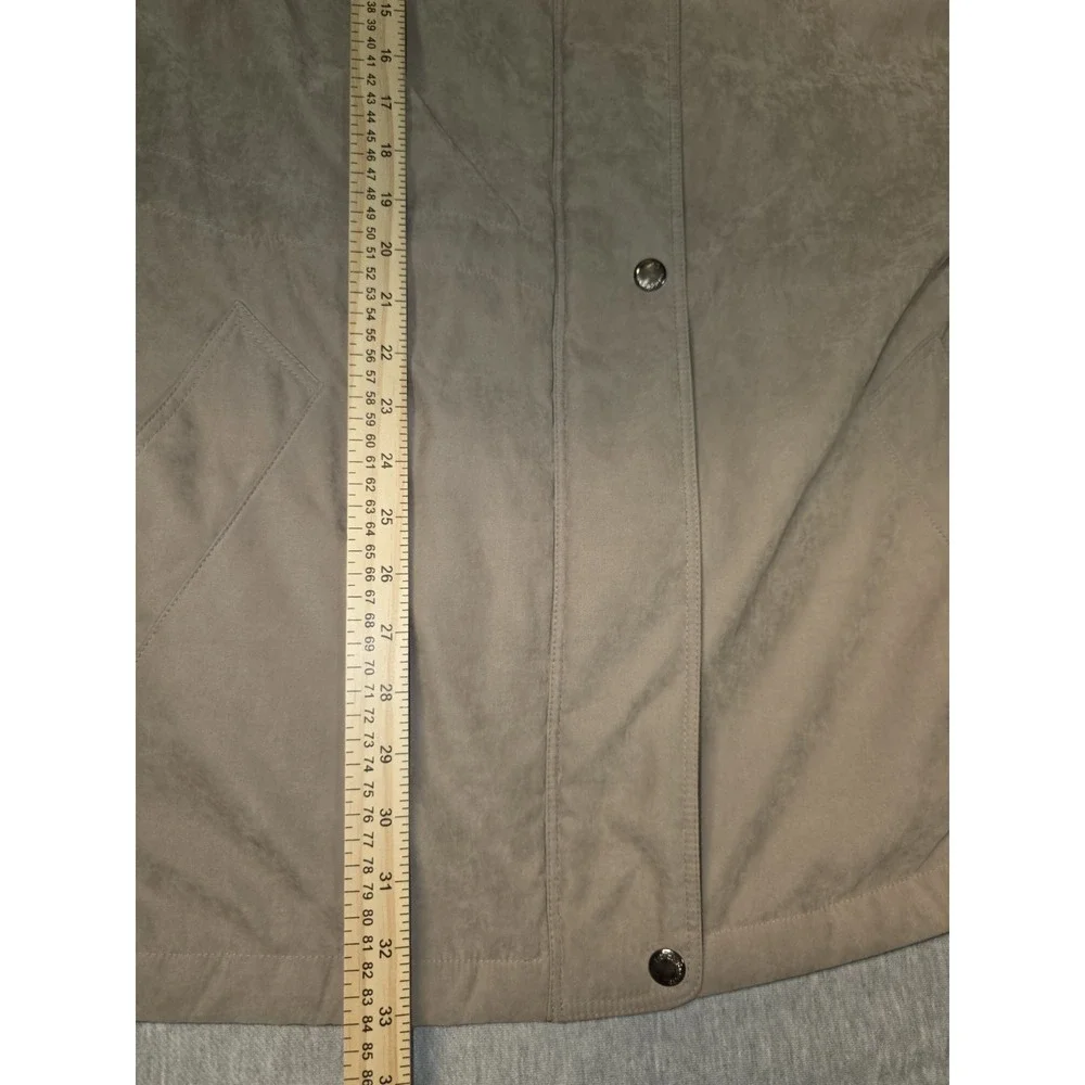 Liz Claiborne Women Brown Nylon Hooded Parka Jacket XL Mid-Length Coat